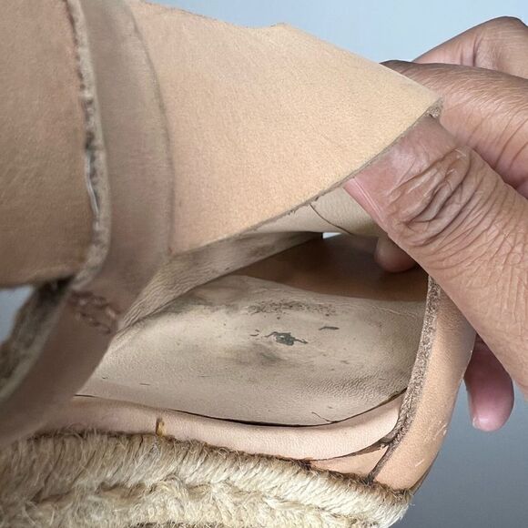 3.1 Phillip Lim Tan/Cream Leather Peep Toe Espadrille Wedges Size 8 - Picture 13 of 16